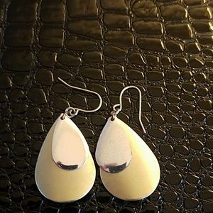 Two-tone Metal Drop Earrings